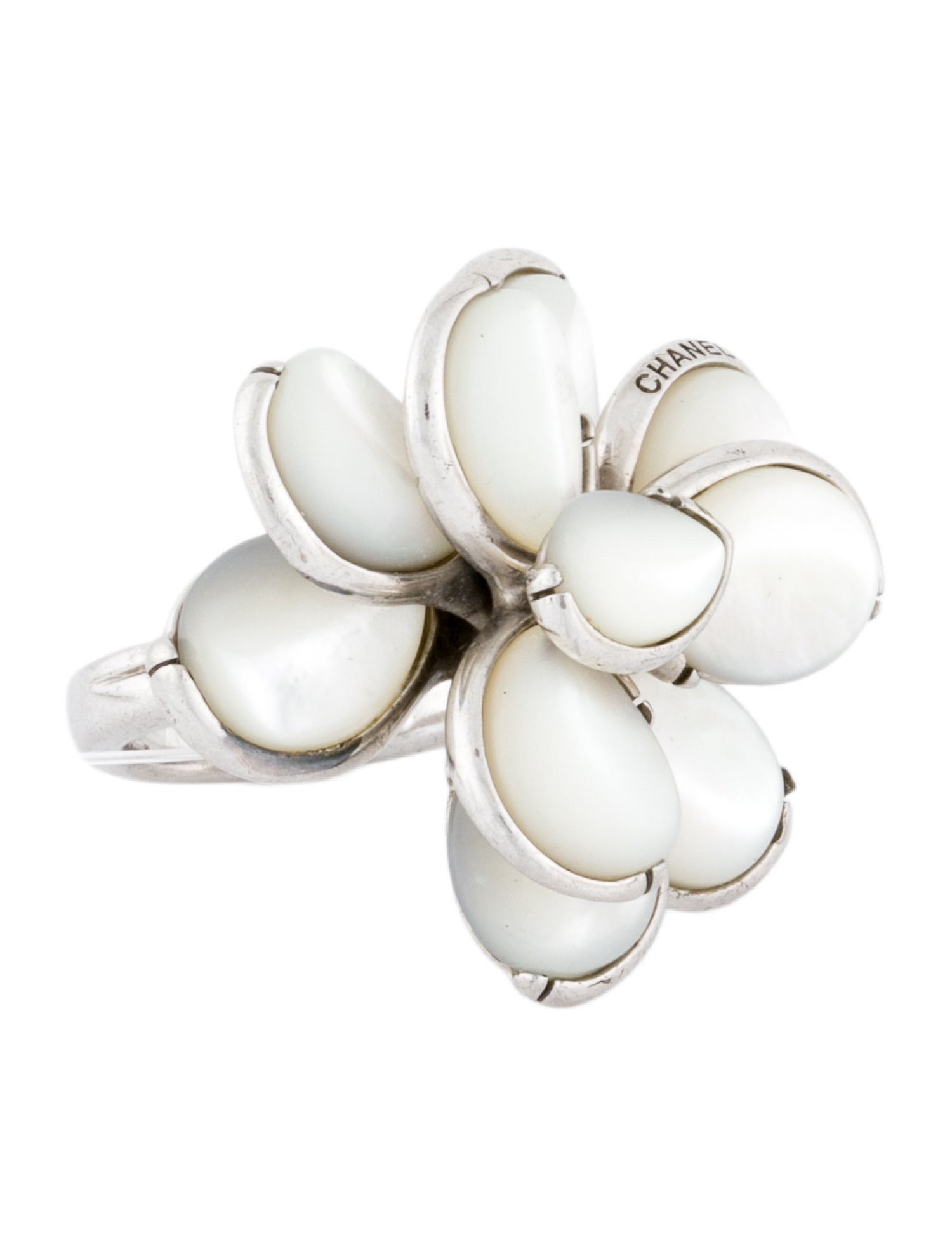 Chanel Mother of Pearl Camellia Cocktail Ring