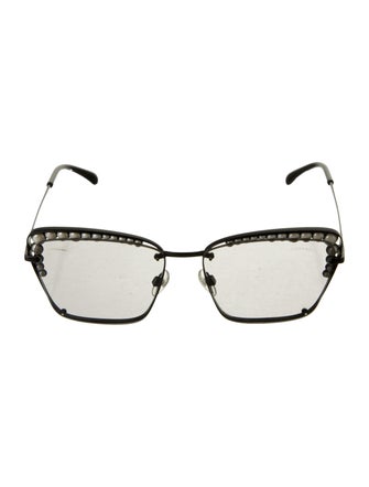Chanel Faux Pearl Accents Oversize Sunglasses