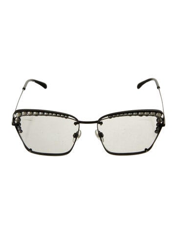 Chanel Sunglasses Faux Pearl Accents Oversize
