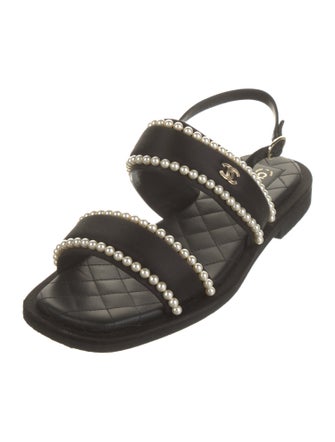 Chanel 2022 Interlocking CC Logo Slingback Sandals