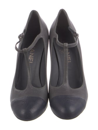 Chanel Interlocking CC Logo Leather T-Strap Pumps