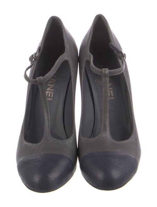 Chanel Interlocking CC Logo Leather T-Strap Pumps