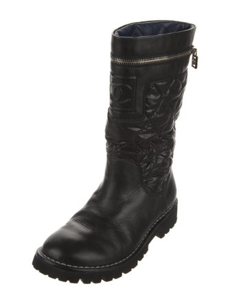 Chanel 2010 Interlocking CC Logo Moto Boots