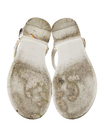 Chanel Interlocking CC Logo Leather T-Strap Sandals