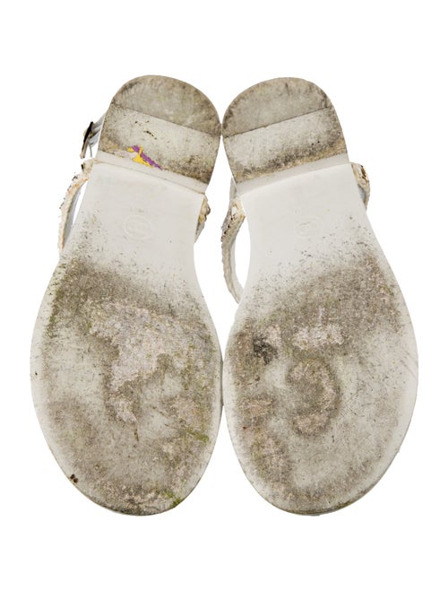 Chanel Interlocking CC Logo Leather T-Strap Sandals