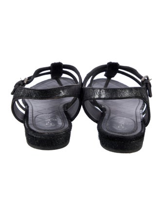 Chanel 2015 Interlocking CC Logo T-Strap Sandals