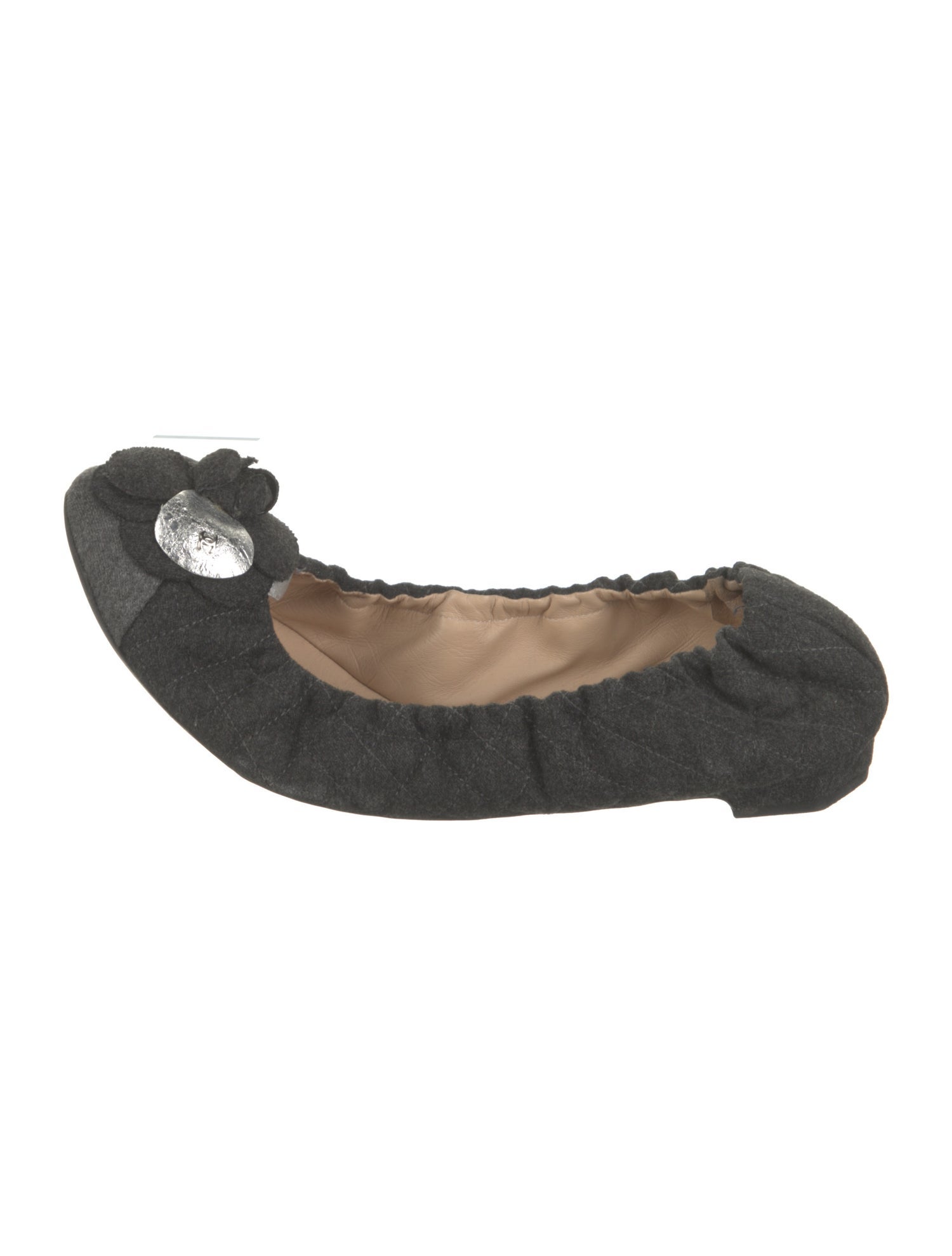 Chanel Interlocking CC Logo Wool Ballet Flats