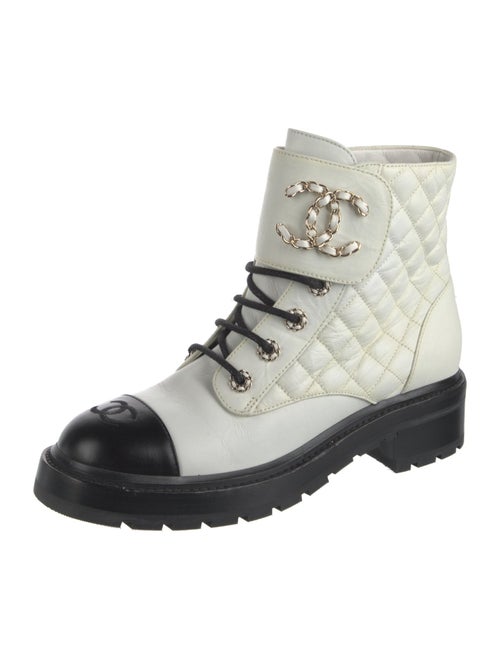 Chanel Interlocking CC Logo Goat Leather Combat Boots