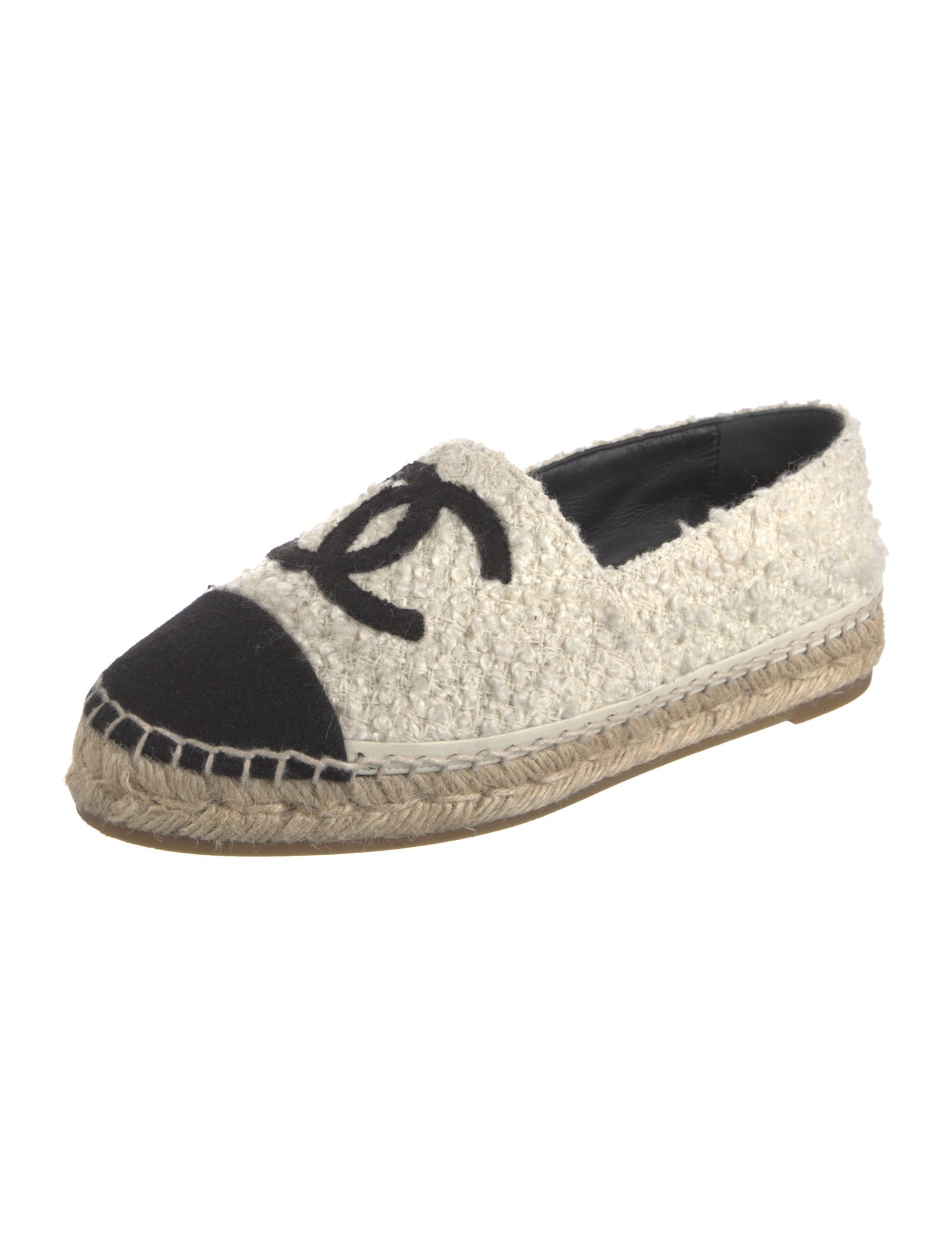 Chanel Interlocking CC Logo Tweed Espadrilles