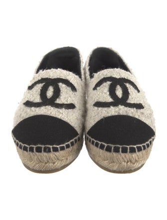 Chanel Interlocking CC Logo Tweed Espadrilles