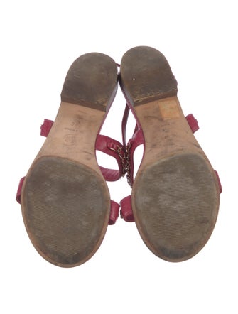 Chanel Interlocking CC Logo Leather Slingback Sandals