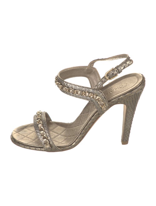 Chanel Interlocking CC Logo Python Espadrilles