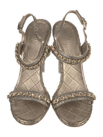 Chanel Interlocking CC Logo Python Espadrilles