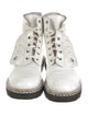 Chanel Crackled Combat Faux Pearl Accents Combat Boots
