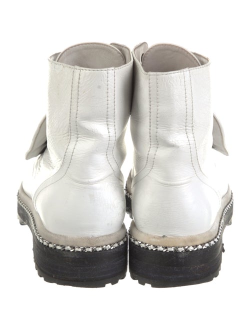 Chanel Crackled Combat Faux Pearl Accents Combat Boots