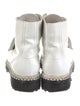 Chanel Crackled Combat Faux Pearl Accents Combat Boots