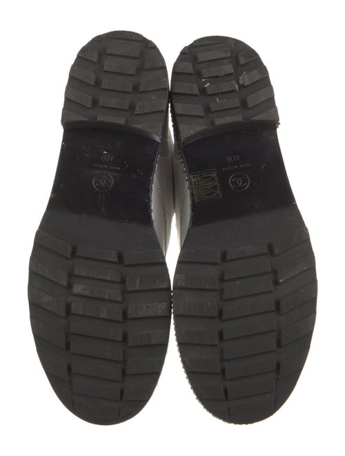 Chanel Crackled Combat Faux Pearl Accents Combat Boots