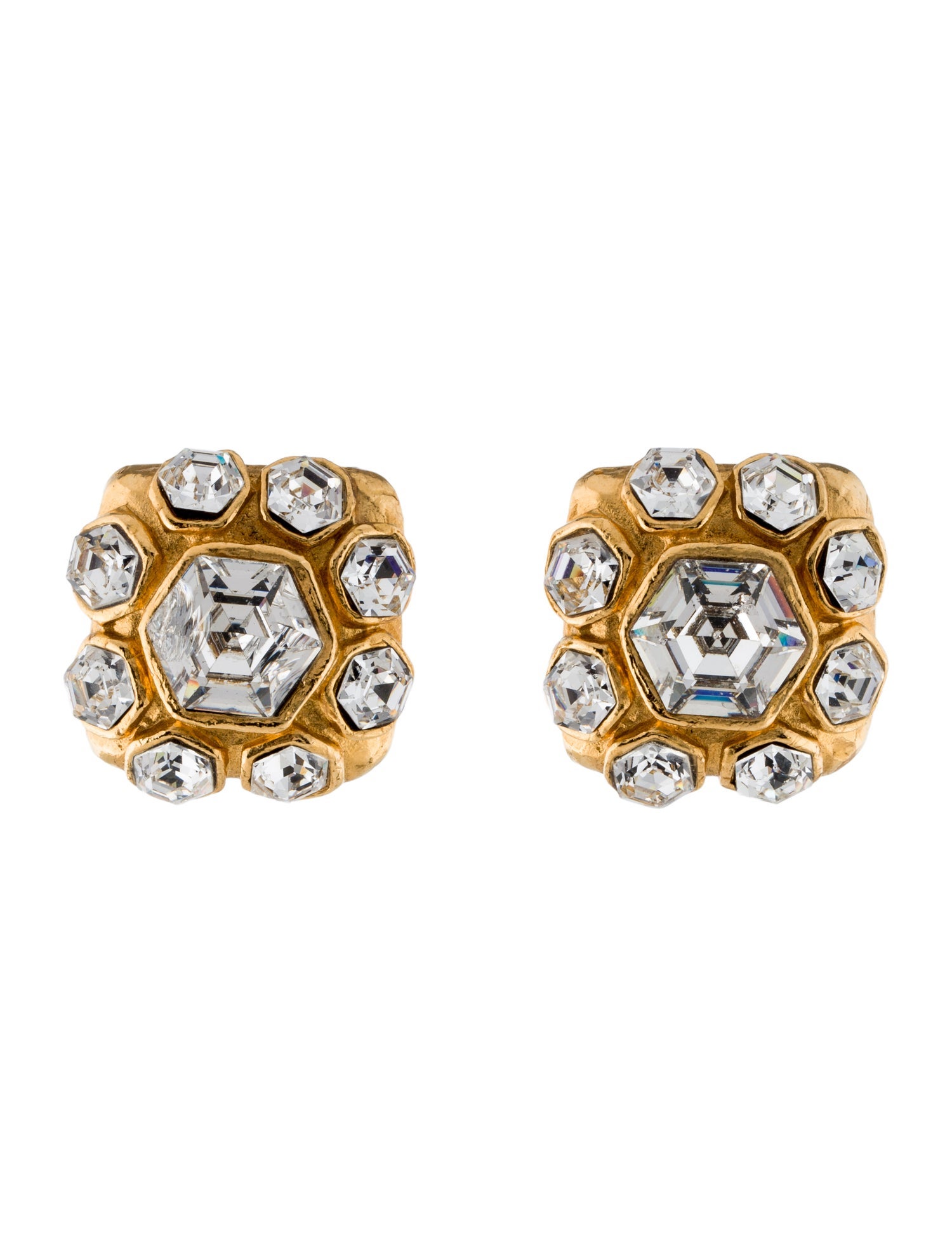 Chanel Vintage Strass CC Clip-On Earrings