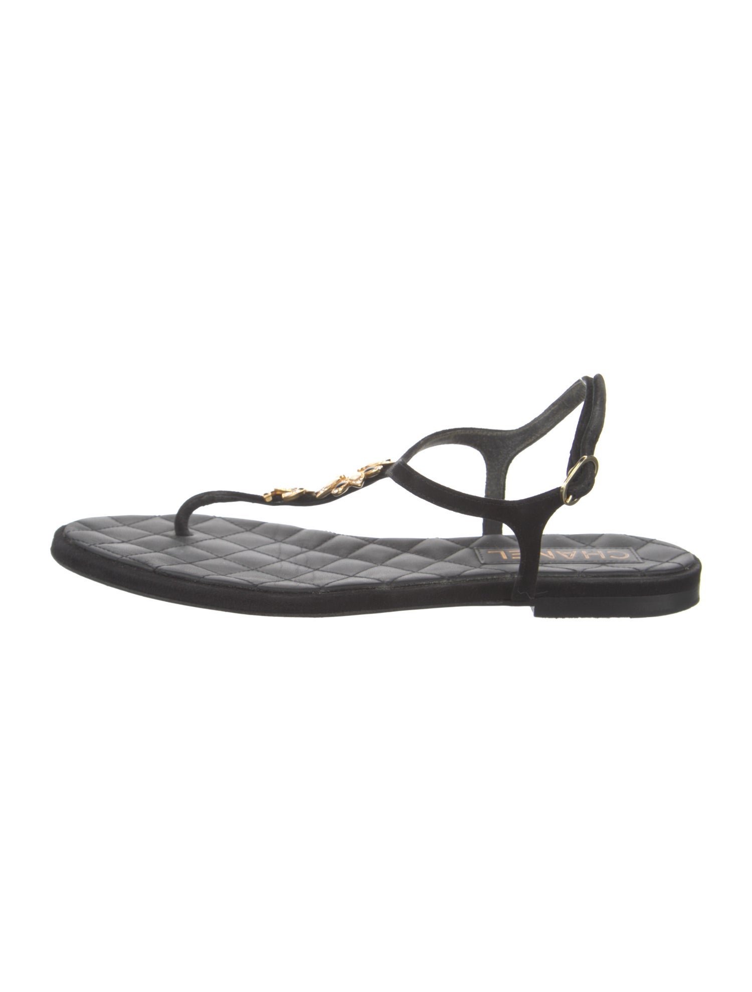 Chanel 2023 Interlocking CC Logo T-Strap Sandals