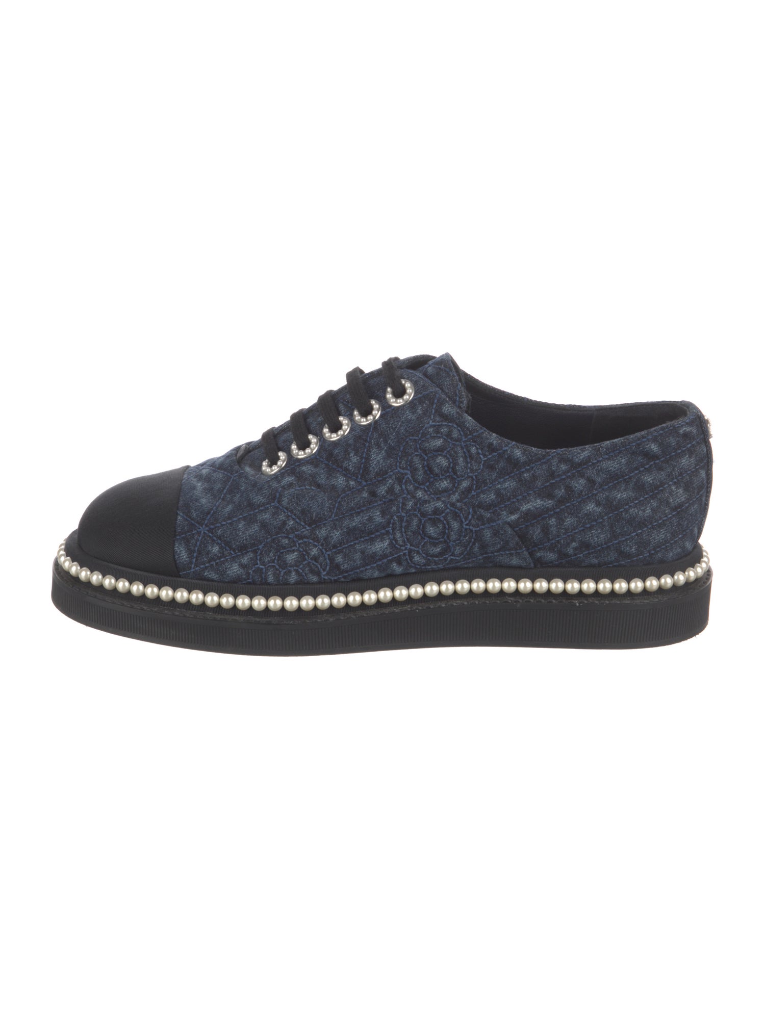 Chanel Interlocking CC Logo Denim Sneakers
