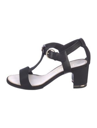 Chanel Interlocking CC Logo Leather T-Strap Sandals