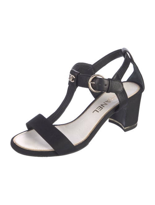 Chanel Interlocking CC Logo Leather T-Strap Sandals