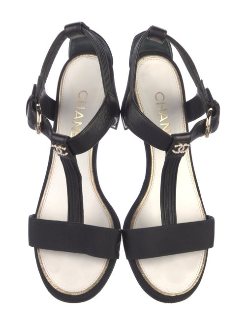 Chanel Interlocking CC Logo Leather T-Strap Sandals