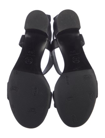 Chanel Interlocking CC Logo Leather T-Strap Sandals