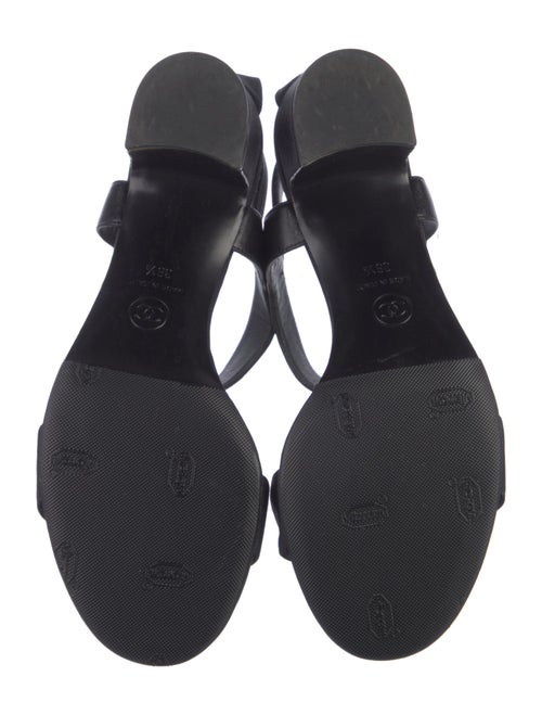 Chanel Interlocking CC Logo Leather T-Strap Sandals
