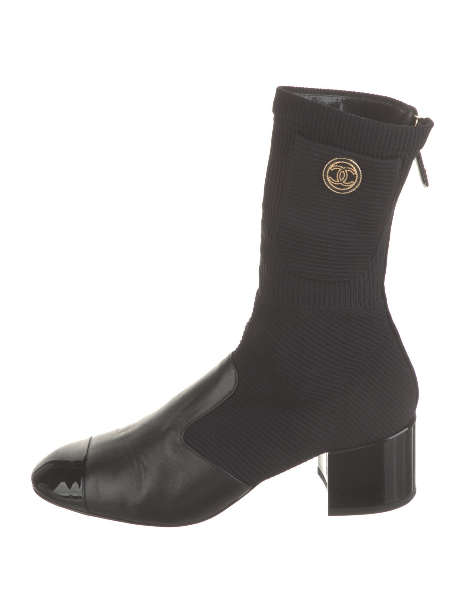 Chanel Interlocking CC Logo Leather Sock Boots
