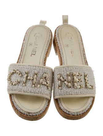 Chanel 2021 Chain-Link Accent Slides