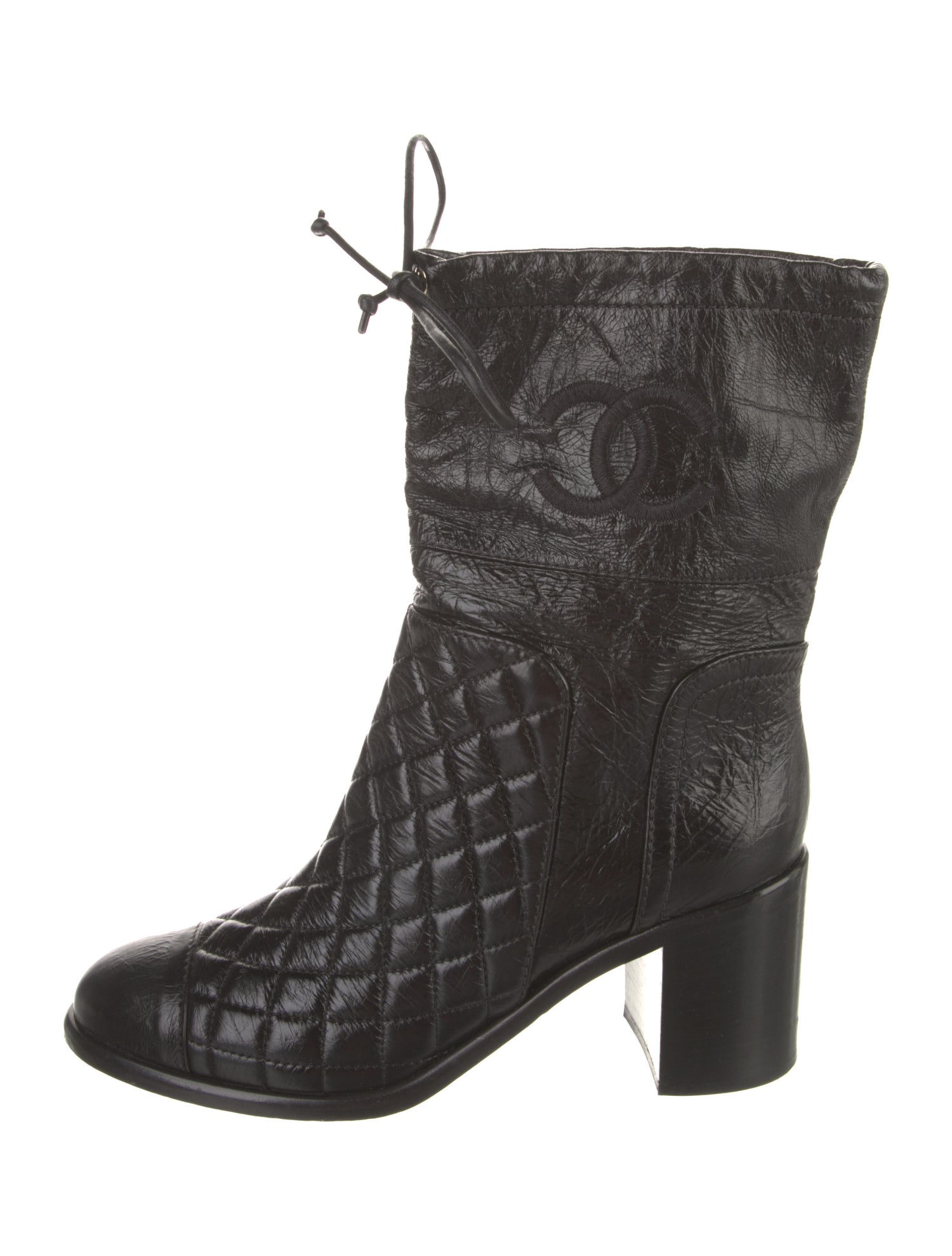 Chanel Interlocking CC Logo Leather Combat Boots