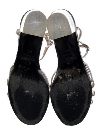 Chanel Interlocking CC Logo Leather T-Strap Sandals