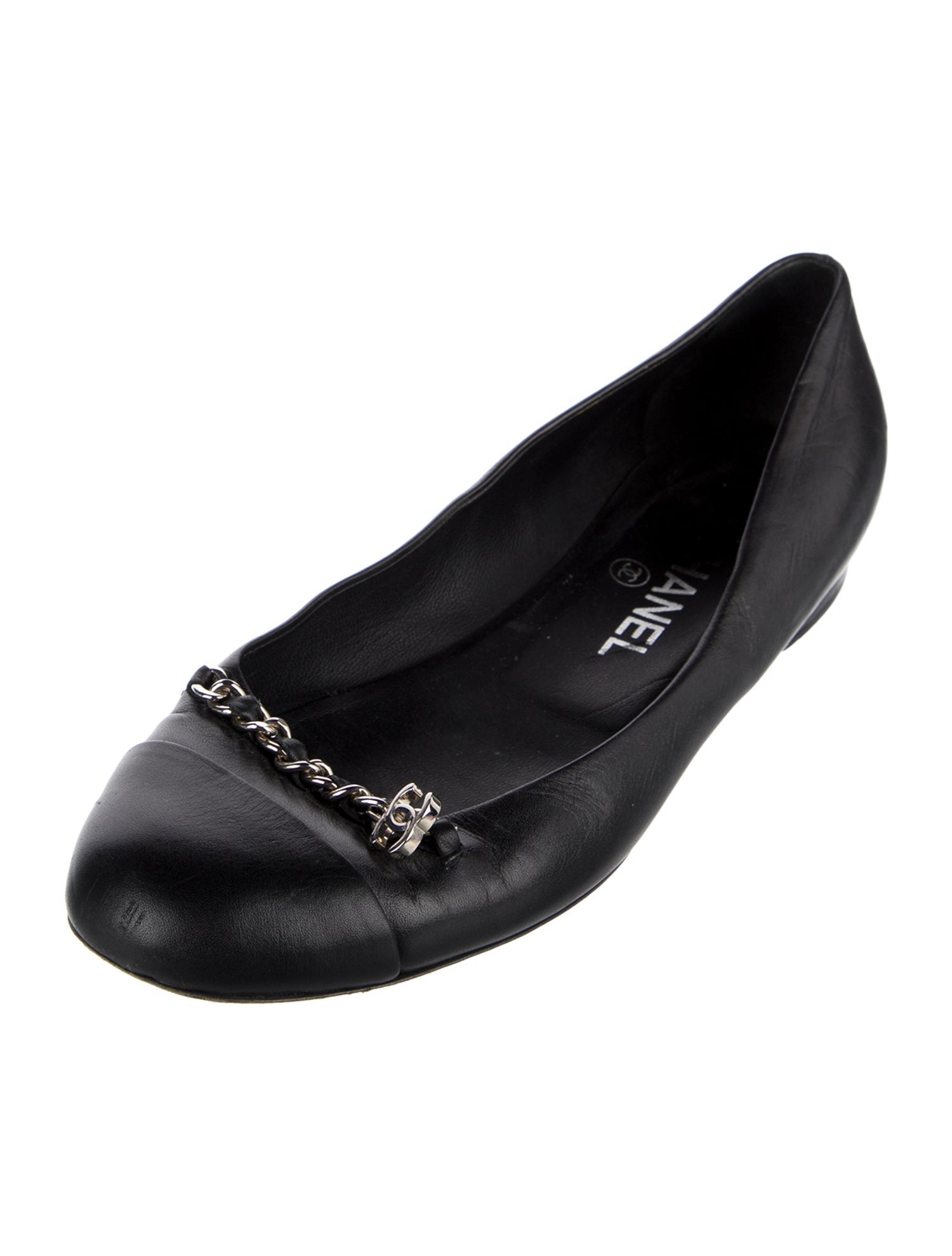 Chanel Interlocking CC Logo Calfskin Ballet Flats