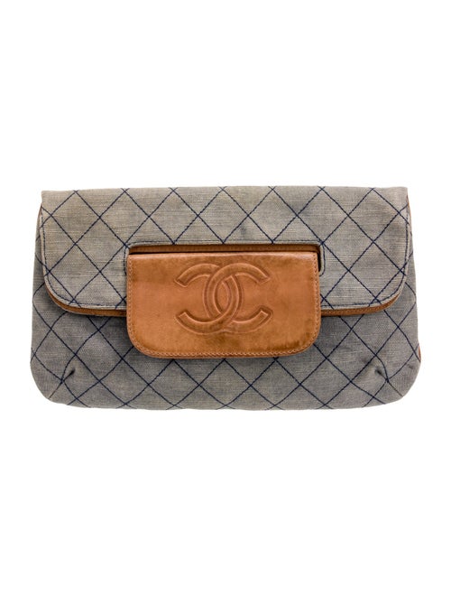 Chanel Quilted CC Denim Clutch