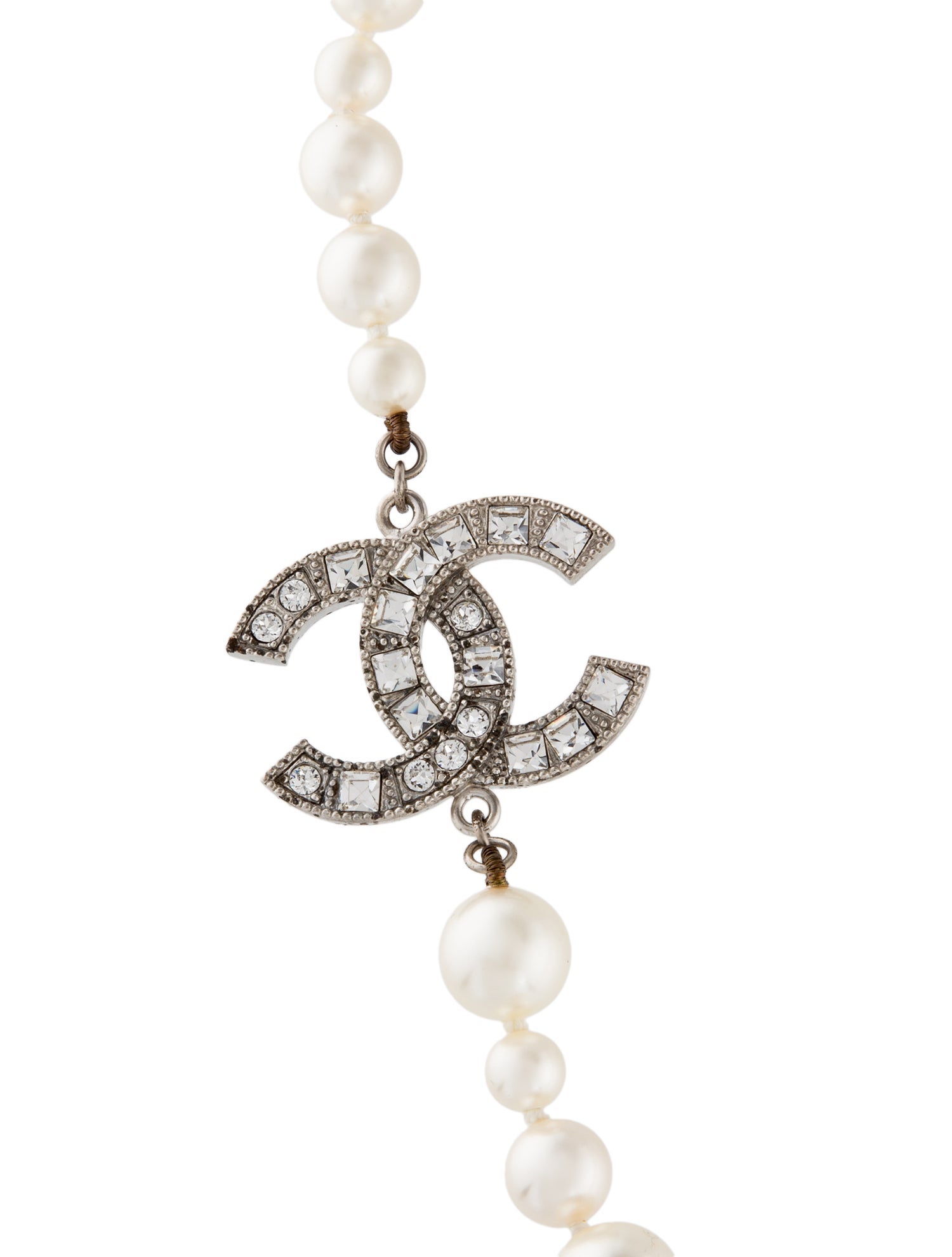 Chanel Faux Pearl & Strass CC Bead Strand Necklace