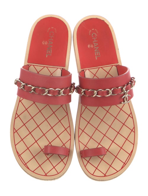 Chanel Interlocking CC Logo Leather Slides