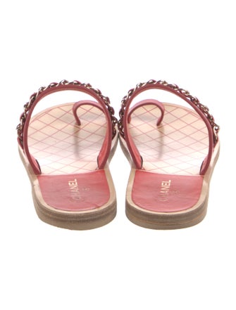 Chanel Interlocking CC Logo Leather Slides