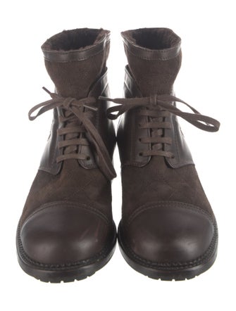 Chanel Interlocking CC Logo Calfskin Combat Boots