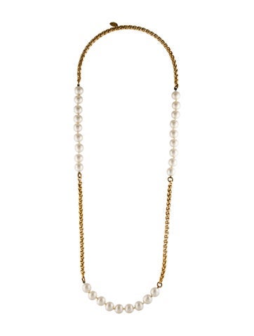Chanel Chain Vintage Faux Pearl Necklace