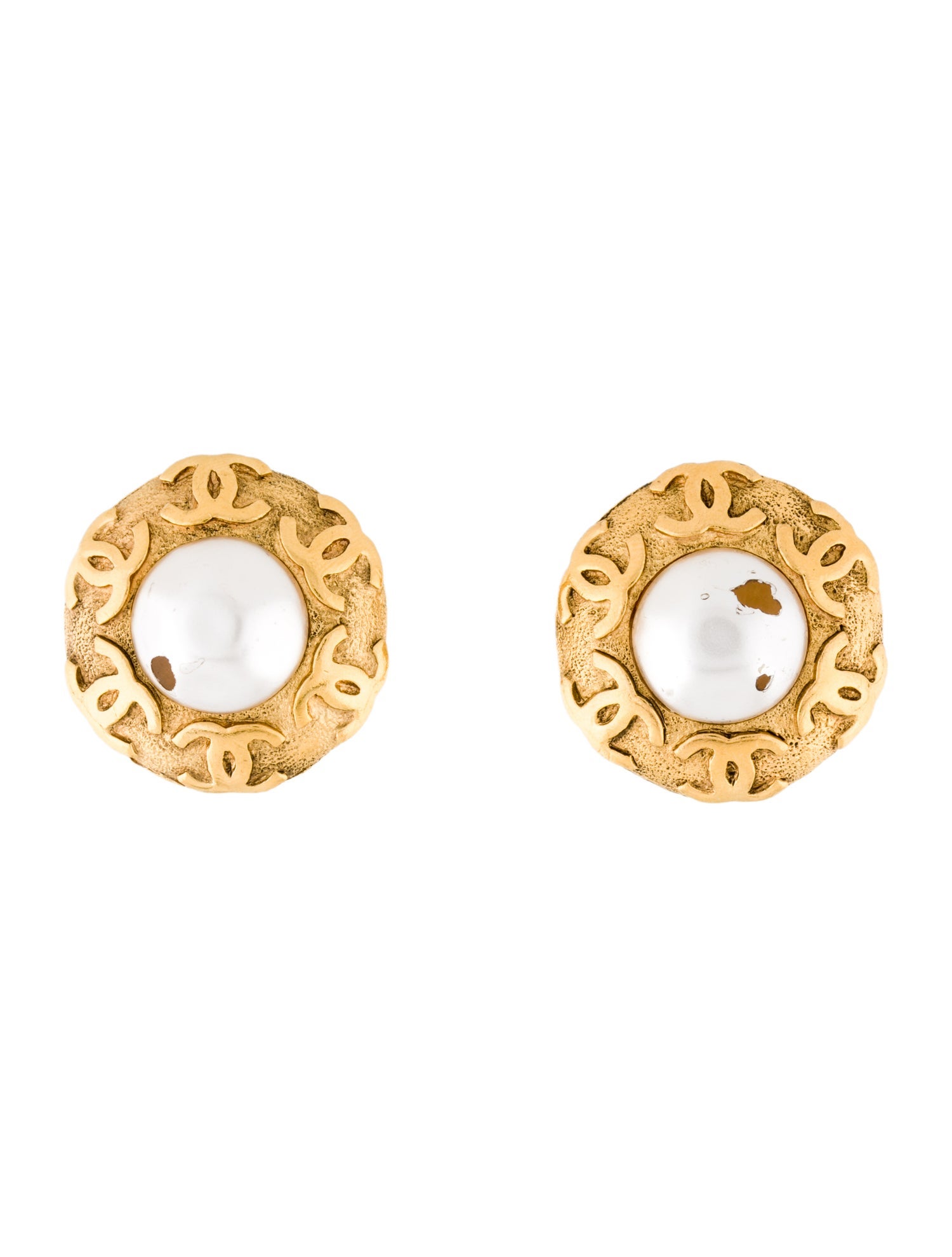 Chanel Vintage Faux Pearl Clip-On Earrings