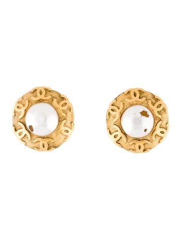 Chanel Clip-On Vintage Faux Pearl Earrings