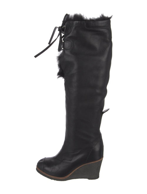 Chanel Interlocking CC Logo Leather Lace-Up Boots