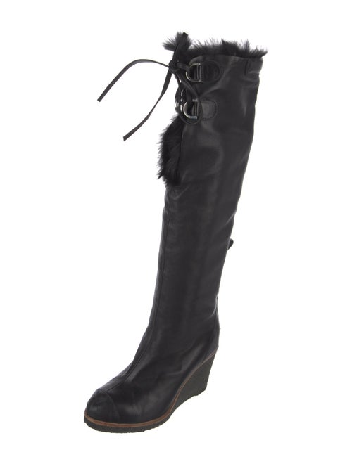 Chanel Interlocking CC Logo Leather Lace-Up Boots