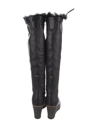 Chanel Interlocking CC Logo Leather Lace-Up Boots