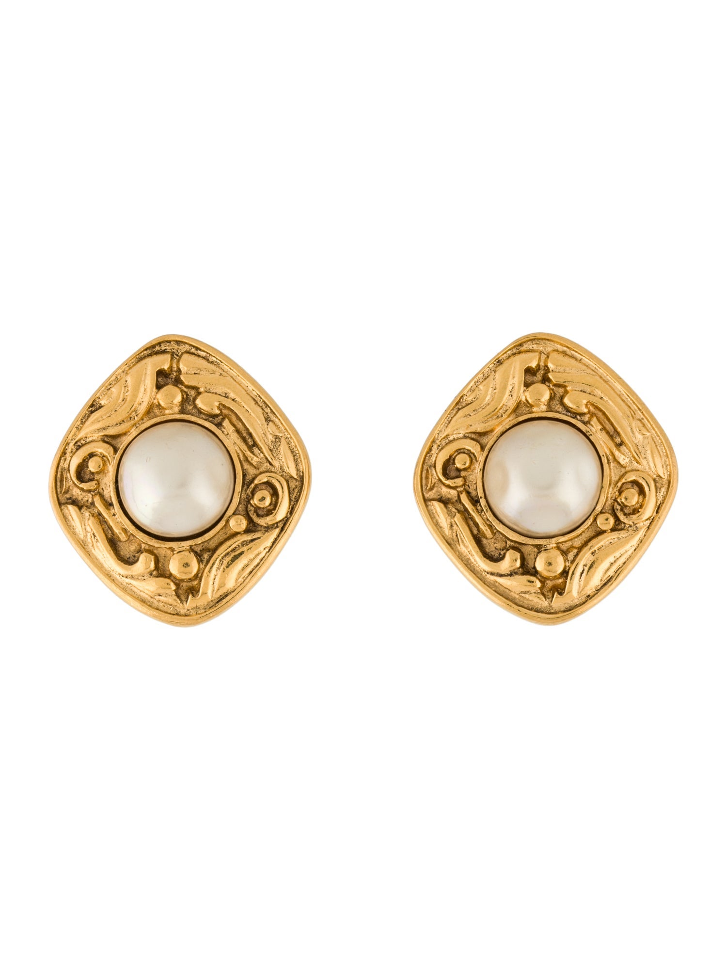Chanel Vintage Faux Pearl Clip-On Earrings