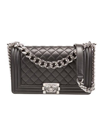 Chanel Shoulder Bags Crystal-Embellished Boy Bag