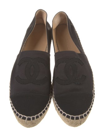 Chanel Interlocking CC Logo Satin Espadrilles