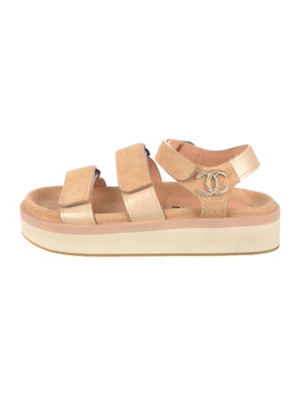 Chanel 2022 Interlocking CC Logo Slingback Sandals