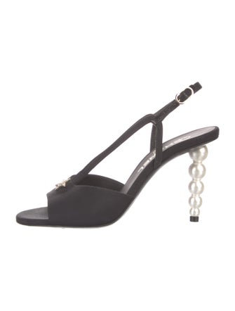 Chanel 2023 Faux Pearl Accents Slingback Sandals